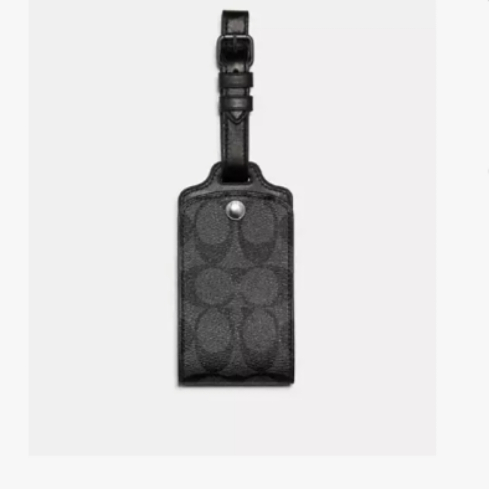 NWT Coach Black Leather Luggage Tag